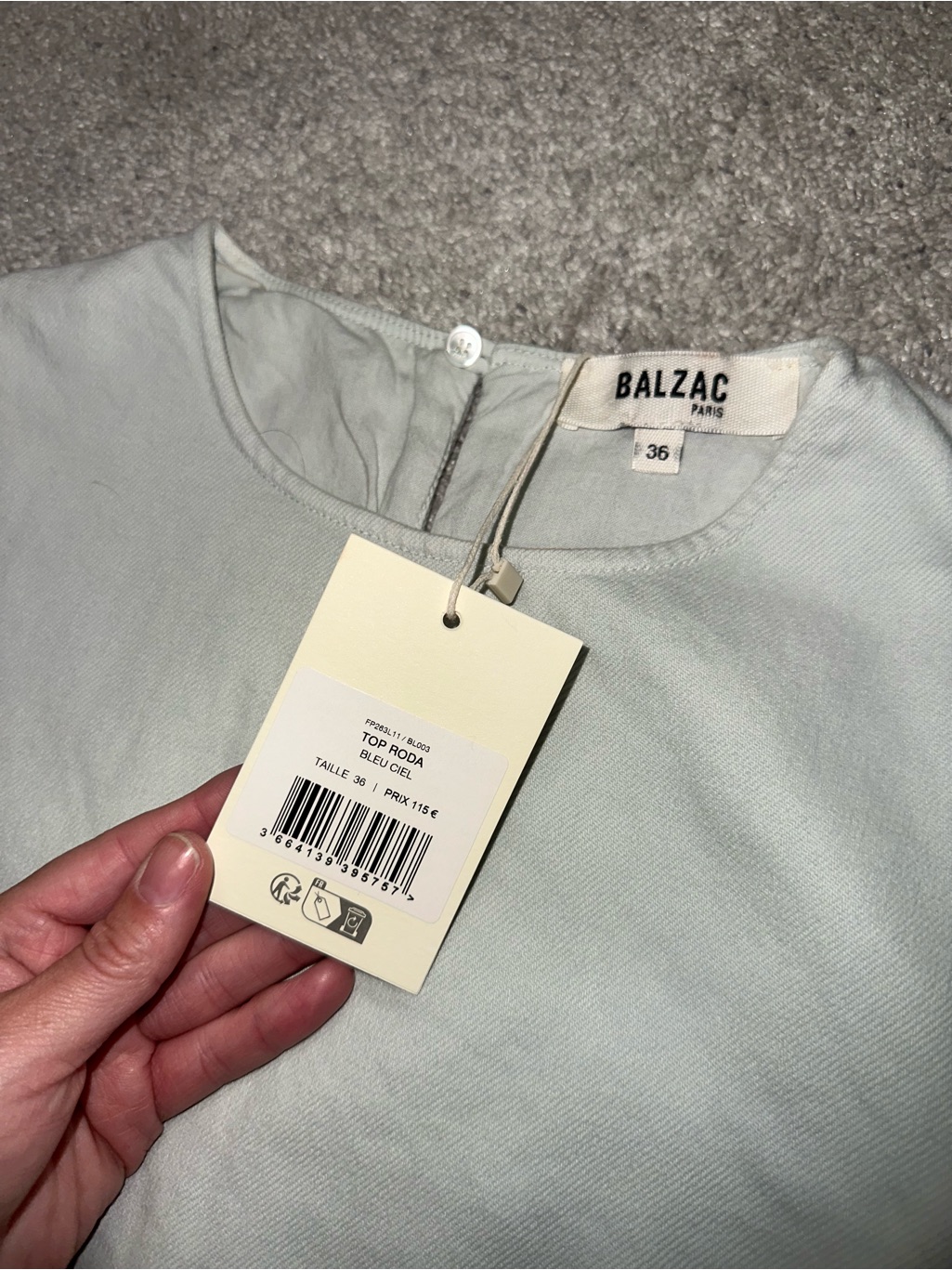 Balzac Paris Top Roda Sky Blue - Classic Sleeveless Cotton Crop- New- Size Small — image 3 of 8